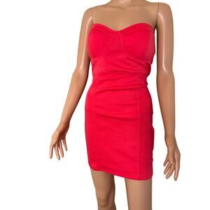 Guess Sweetheart Neckline Textured Fitted Sleeveless Bodycon Dress coral SZ MD
